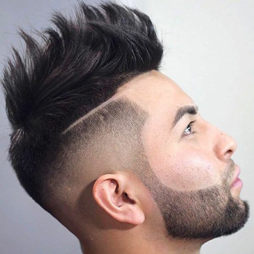 1- Mohawk fade haircut with beard