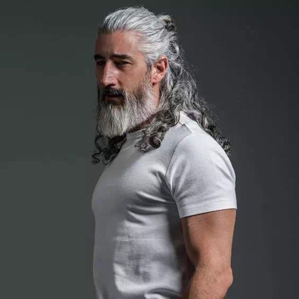 10. Spartan style hair with beard for the mature man