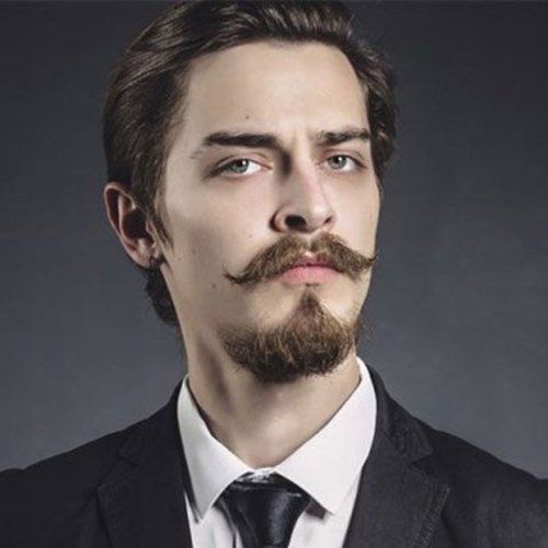 10. Van Dyke beard with short tip and Russian mustache
