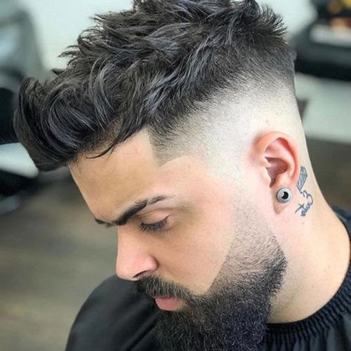 2 - Textured haircut with beard fade