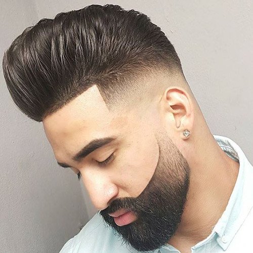 7 - Brushed back fade with cool beard fade