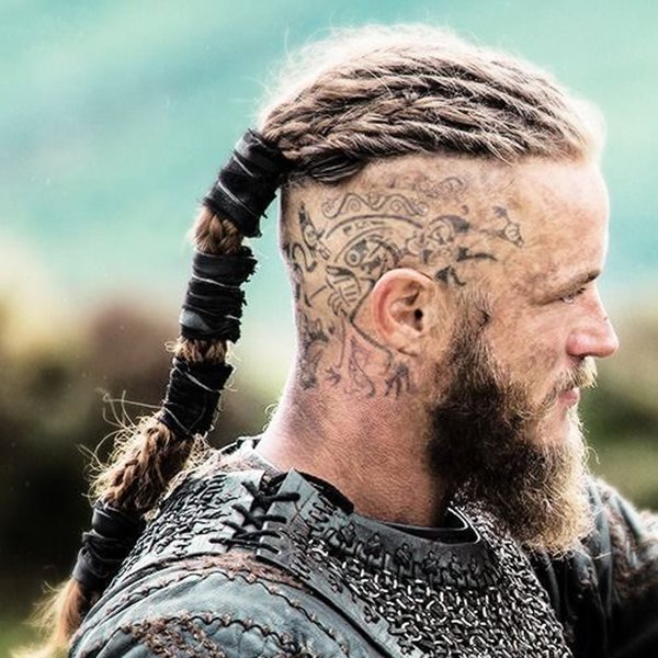8. Spartan-style braids with a pointed beard