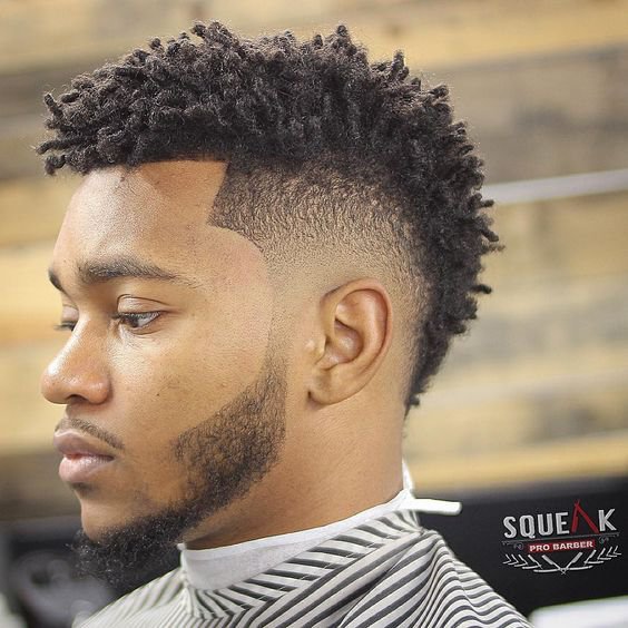 Afro Temple Fade with Curly Hair