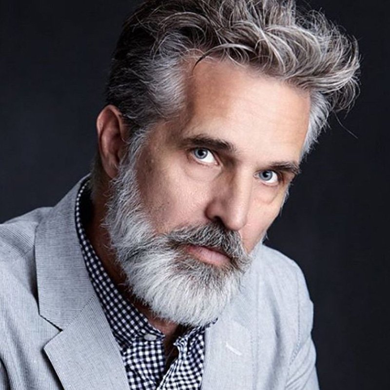 Gray Beard with Tousled Hairstyle