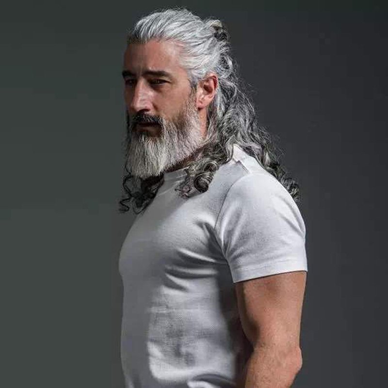 Long Gray Hair with Long Beard