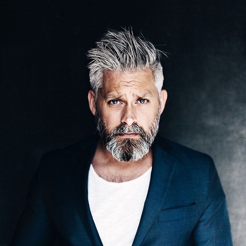 Salt and Pepper Beard with Textured Hairstyle