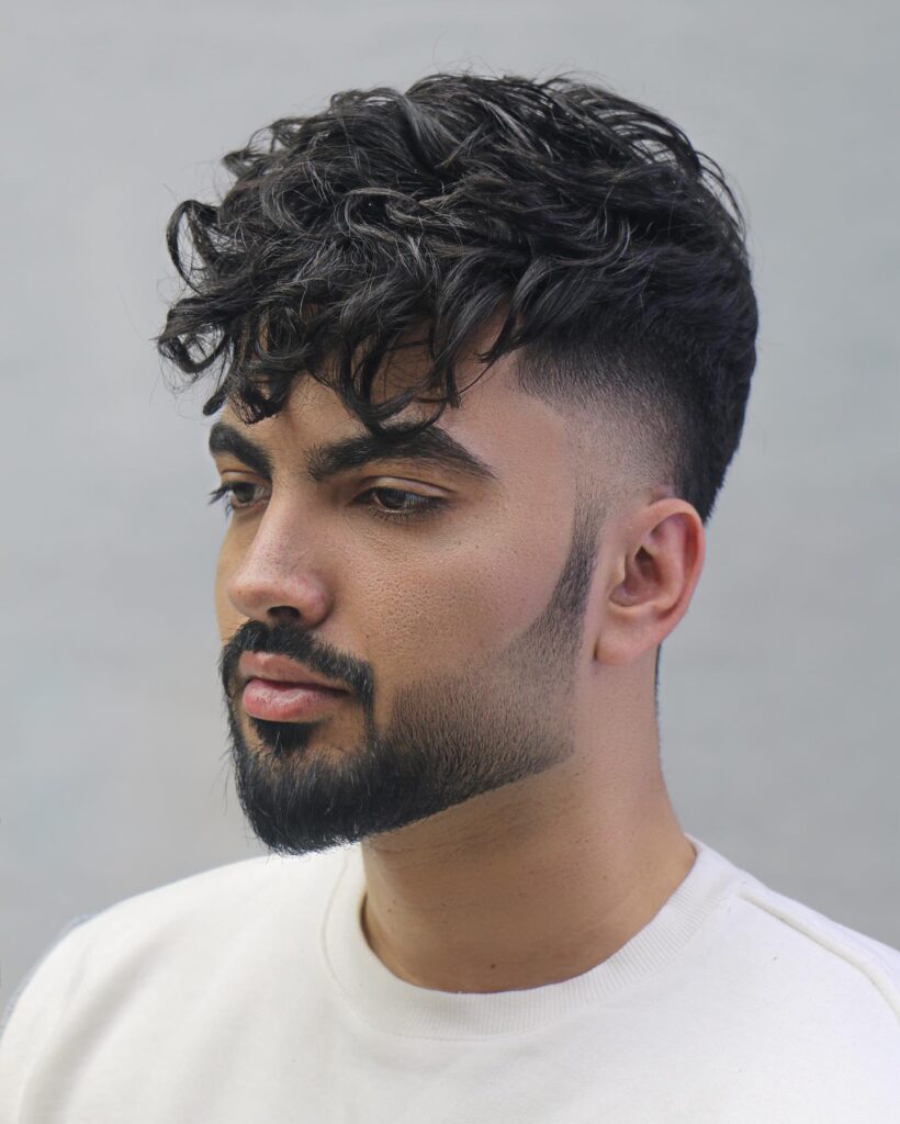 Curly Top Fade Flaunting Natural Texture with Panache